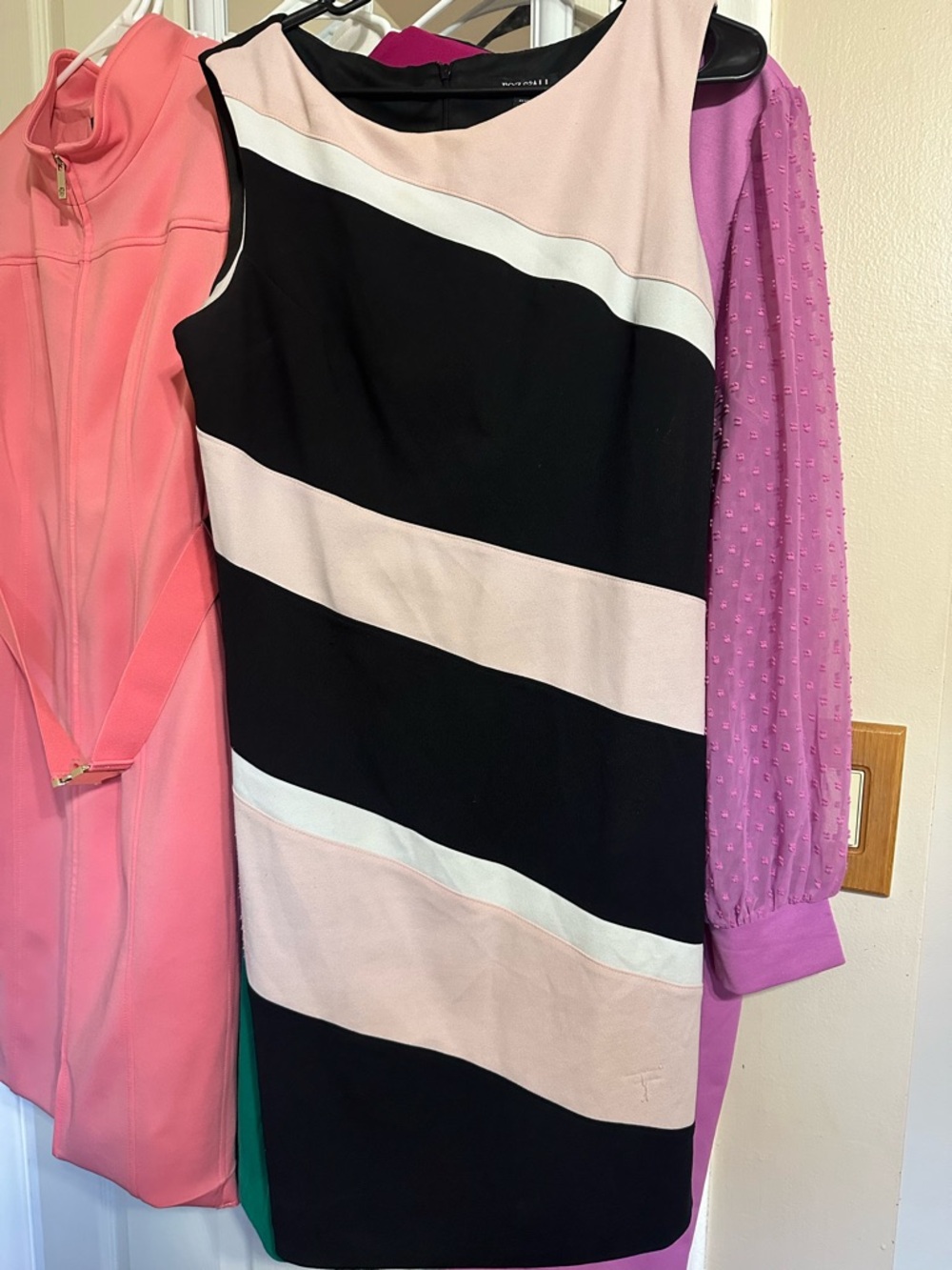 H&M Black, Blush & White Colorblock Sheath Dress